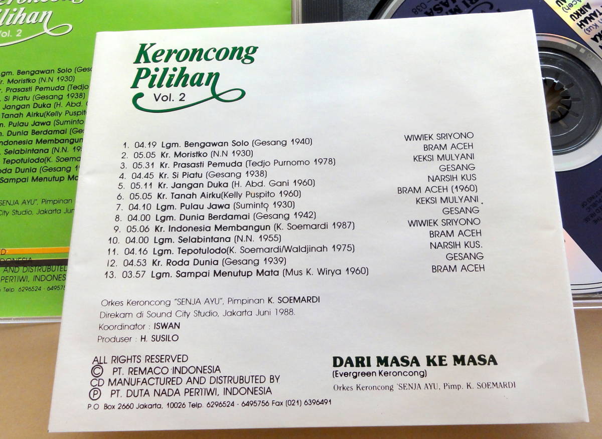 Keroncong Pilihan Vol. 2 (Dari Masa Ke Masa) CD インドネシア クロンチョン　Keroncong Wiwik Sriyono Bram Aceh Gesang_画像2