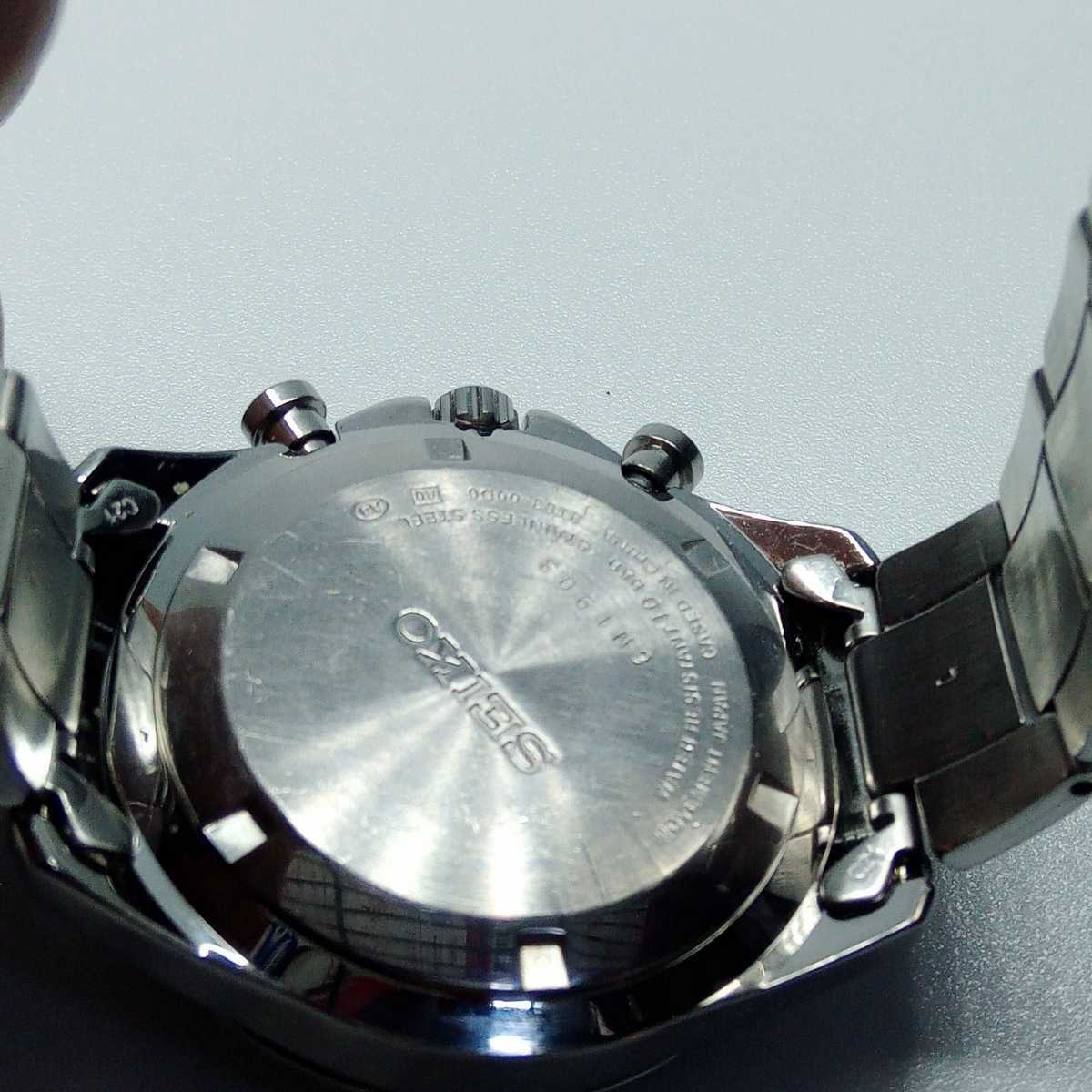 【稼働品】SEIKO セイコー 8T63-00D0 メンズクォーツクロノグラフ腕時計_画像7