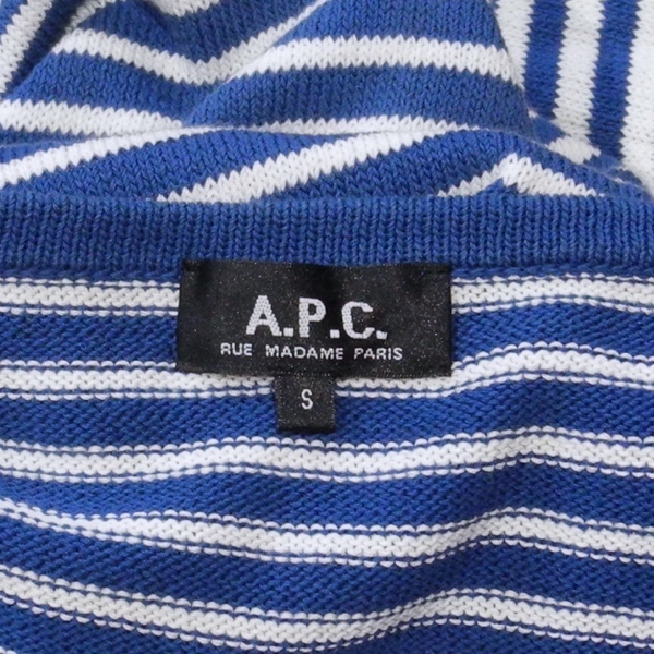 A.P.C. アーペーセー 薄手 ニット カットソー バスクシャツ 長袖 Tシャツ ボーダー 青 白 S 美品_画像4