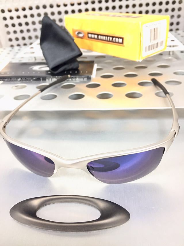 即決美品 OAKLEY オークリー 廃盤特殊合金 HALF WIRE XL ICE SILVER ハーフワイヤー サングラス メガネ 眼鏡 フレーム スプリングヒンジ_画像1