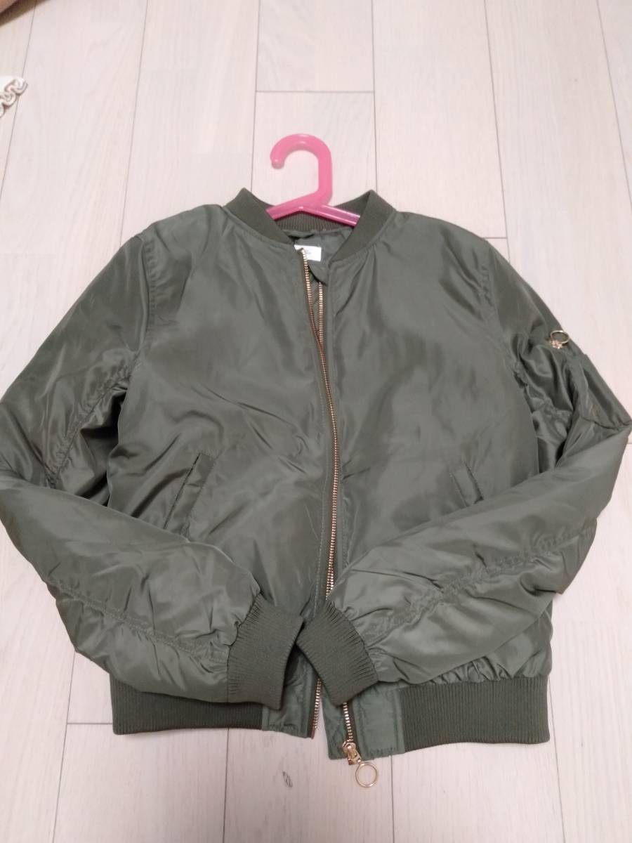 H&M girl jumper khaki flight jacket 150cm
