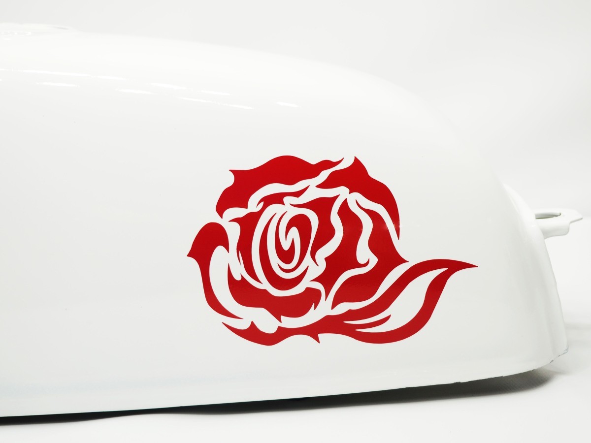 汎用 薔薇 赤 トライバル ステッカー おしゃれ カッティング ドレスアップ カスタム ワンポイント レッド_画像4