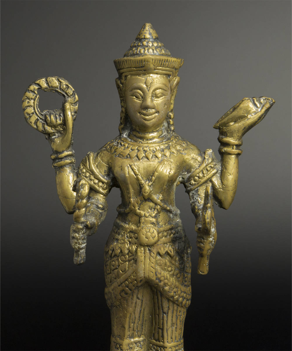 10世紀 銅神像 共箱 爪哇 印度尼西亚 ジャワ インドネシア ヴィシュヌ Java_画像2