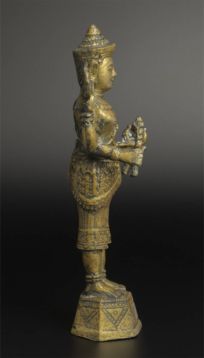 10世紀 銅神像 共箱 爪哇 印度尼西亚 ジャワ インドネシア ヴィシュヌ Java_画像7