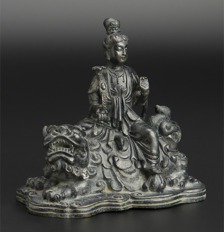 清銅雕騎獅観音像仏像中国古美術| JChere雅虎拍卖代购