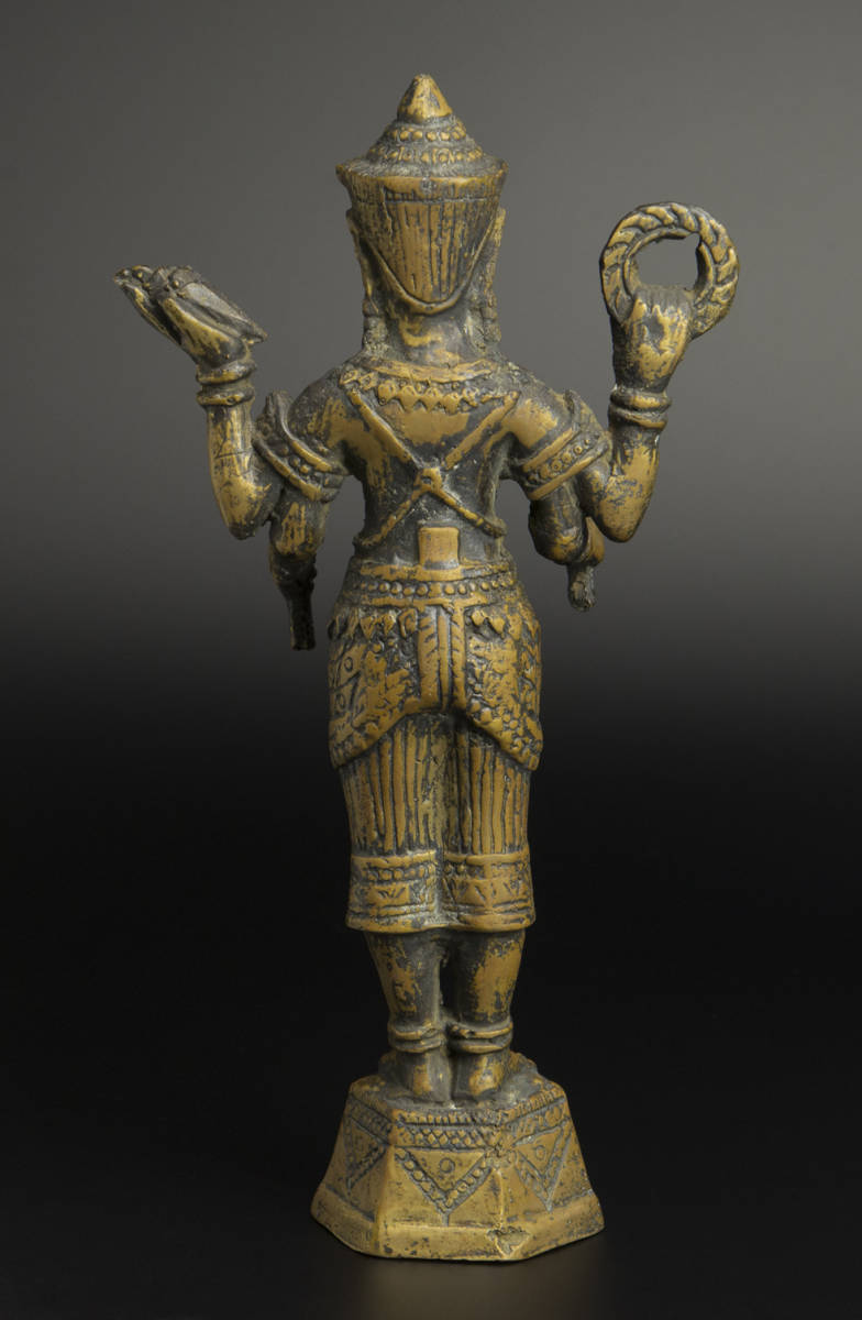 10世紀 銅神像 共箱 爪哇 印度尼西亚 ジャワ インドネシア ヴィシュヌ Java_画像6