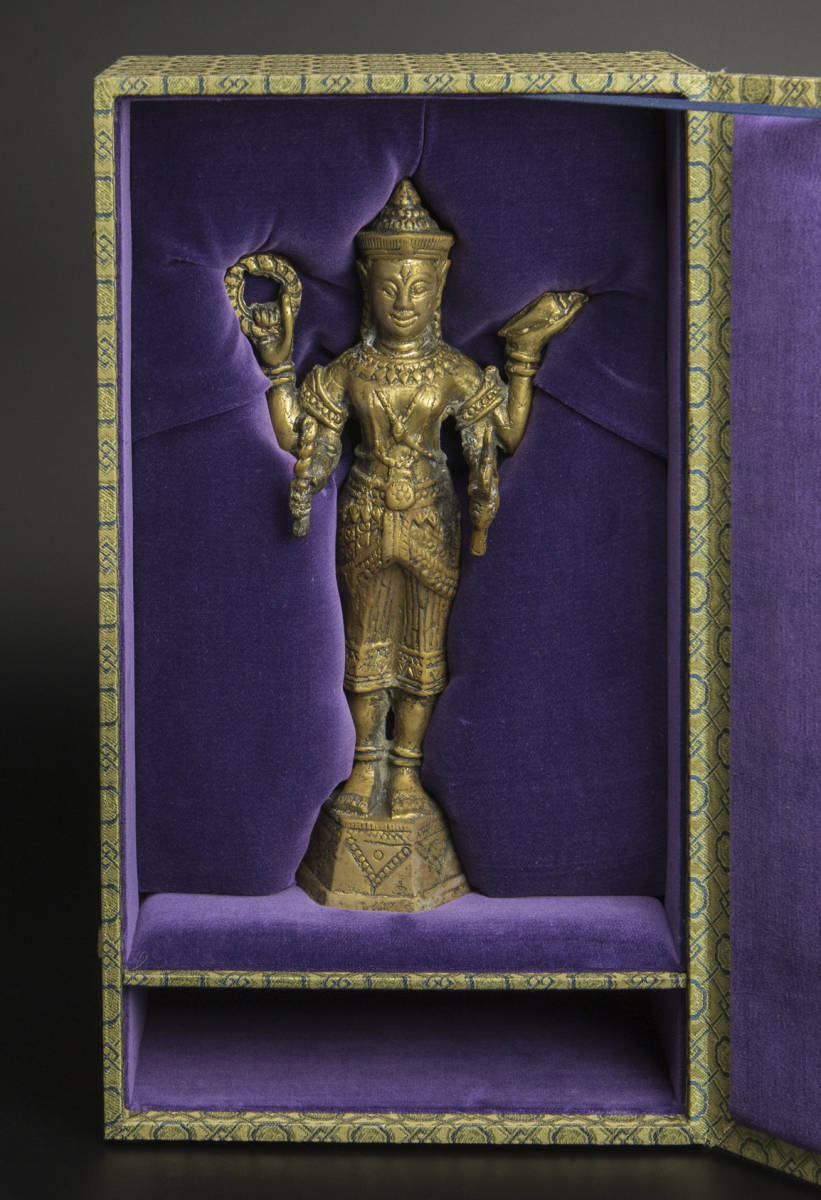 10世紀 銅神像 共箱 爪哇 印度尼西亚 ジャワ インドネシア ヴィシュヌ Java_画像10