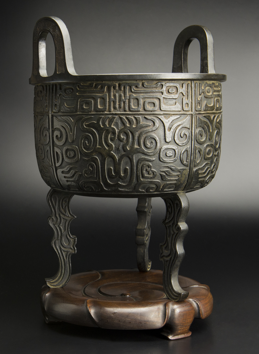 清 銅饕餮紋大炉 大明宣徳年制款 中国 古美術_画像3