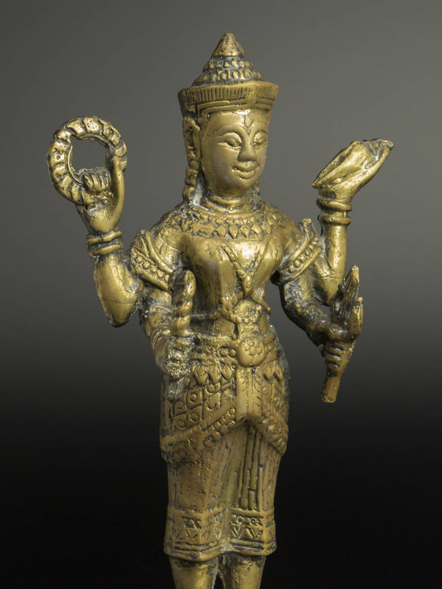 10世紀 銅神像 共箱 爪哇 印度尼西亚 ジャワ インドネシア ヴィシュヌ Java_画像3