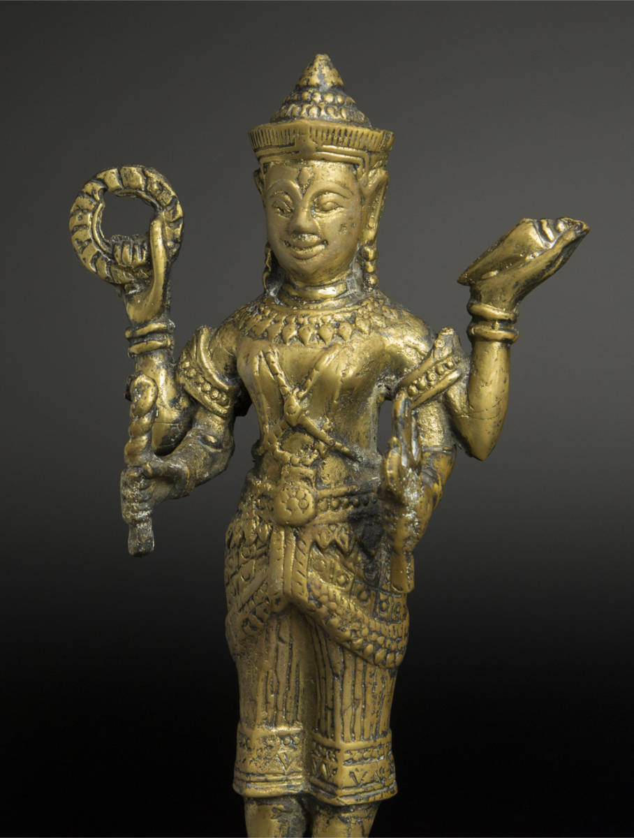 10世紀 銅神像 共箱 爪哇 印度尼西亚 ジャワ インドネシア ヴィシュヌ Java_画像4