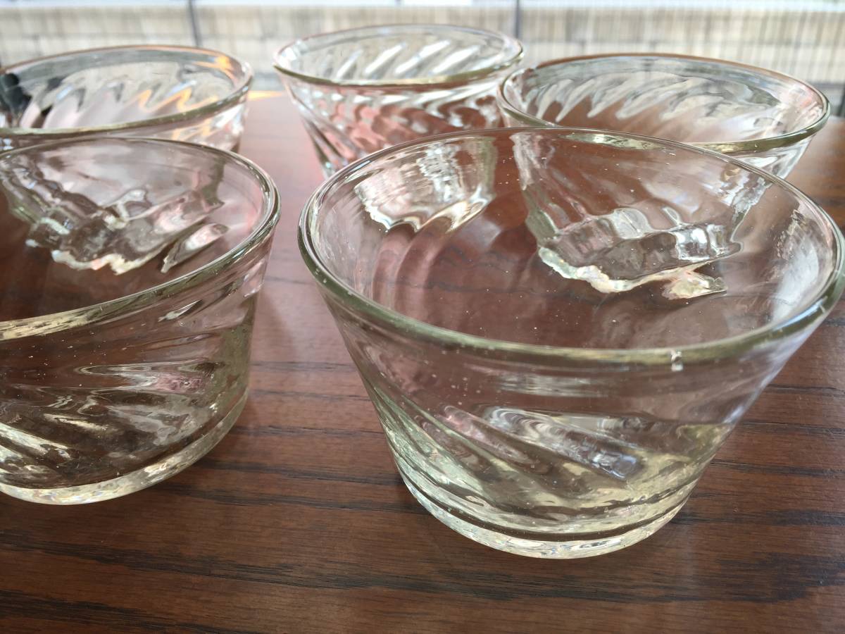 民芸☆倉敷ガラス小鉢(5個セット) 小谷眞三 作 吹きガラス ガラス食器 品