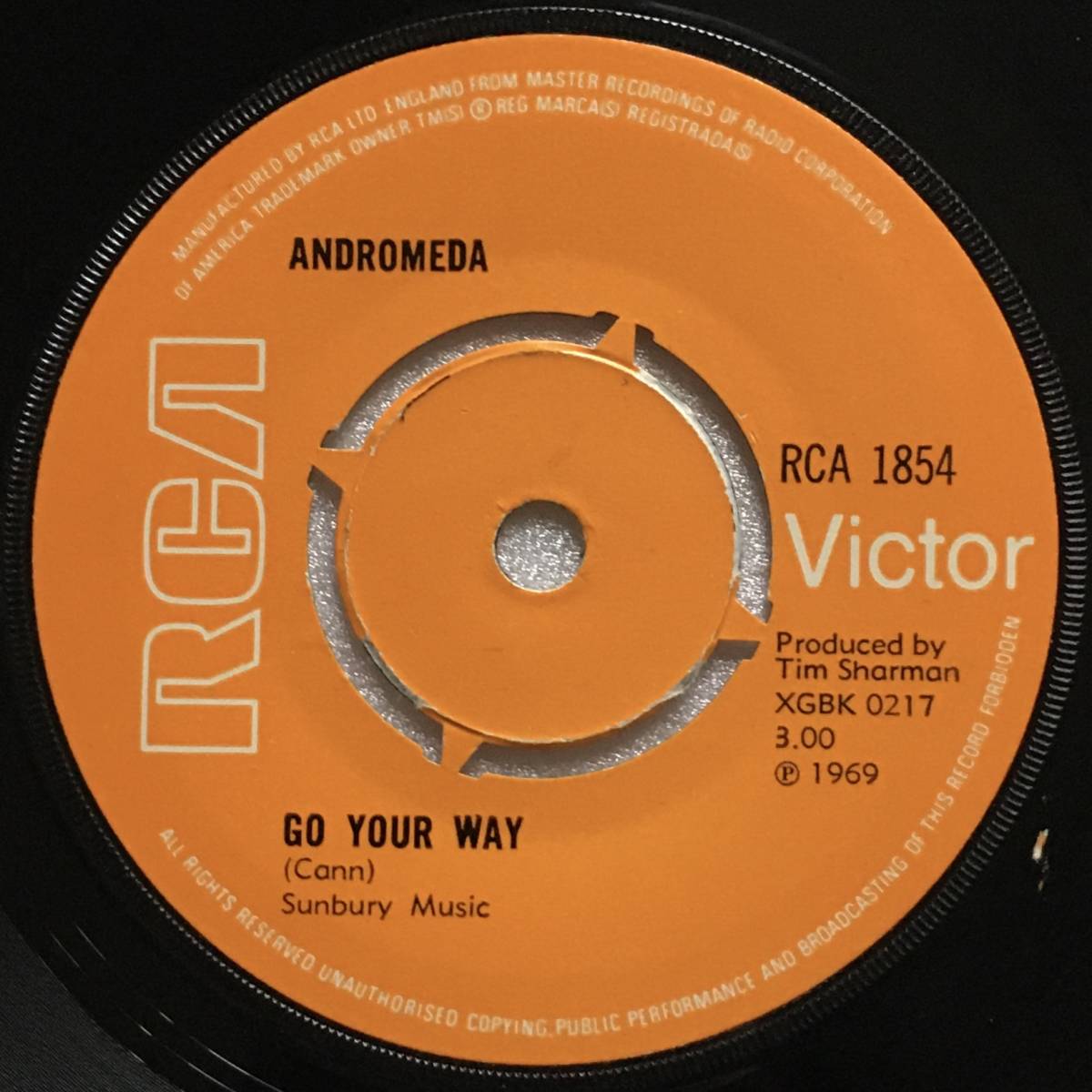 ANDROMEDA「GO YOUR WAY」UK ORIGINAL RCA VICTOR RCA 1854 '69 MEGA RARE 7INCH SINGLE UK PSYCHEDELIA JOHN DU CANN pre-ATOMIC ROOSTER_画像4