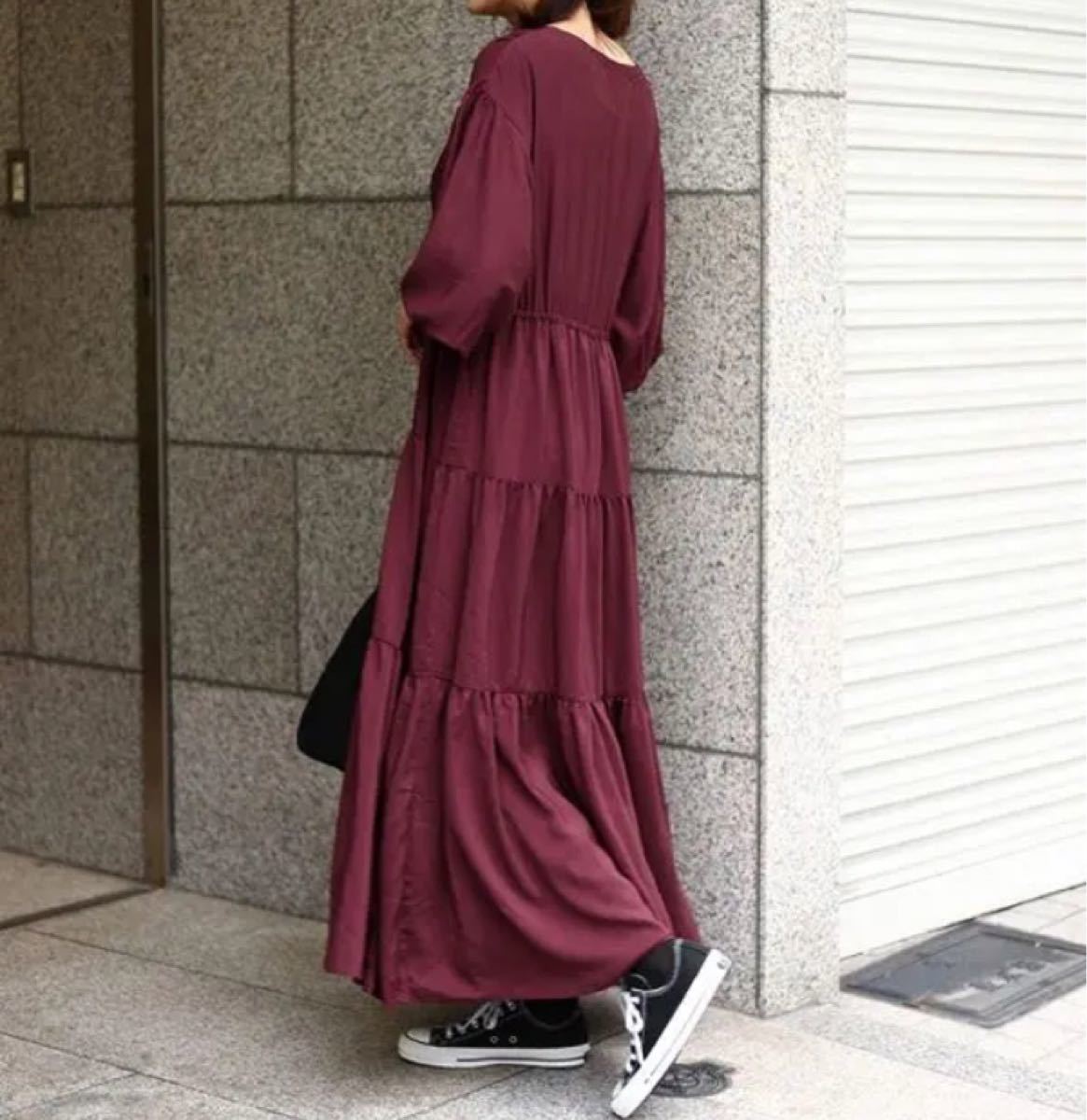 Paypayフリマ Sonny Label ボルドー マキシワンピース ティアードワンピース 春 秋 Paypayフリマ Sonny Label ボルドー マキシワンピース ティアードワンピース 春 秋