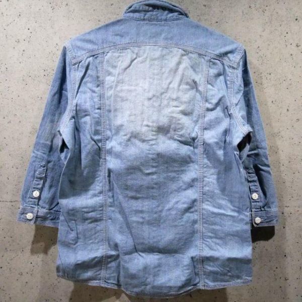 [ new goods / including carriage ]M size * Denim style design 7 minute sleeve shirt *BL