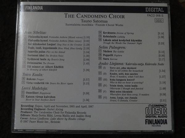 CD CANDOMINO CHOIR / カンドミノ合唱団　　タウノ・サトマー (Tauno Satomaa)　suomalaista musiikkia (finnish choral works)_画像2
