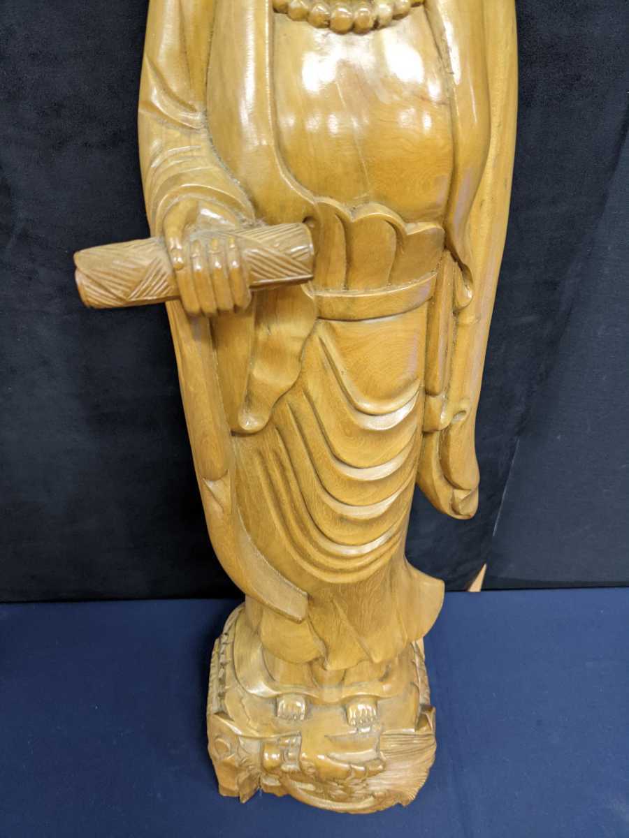 観音菩薩像 約75cm 仏像 木彫 仏教美術 大きめ | bioimune.com.br