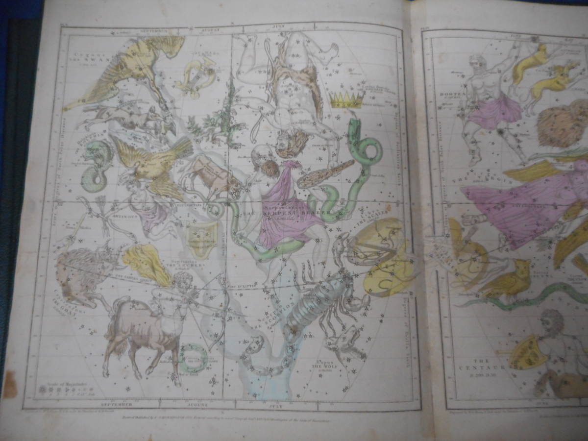 即決　1835年『バリット星図』アンティーク、天球図、天文、星座早見盤、星座図絵Star map, Planisphere, Celestial atlas