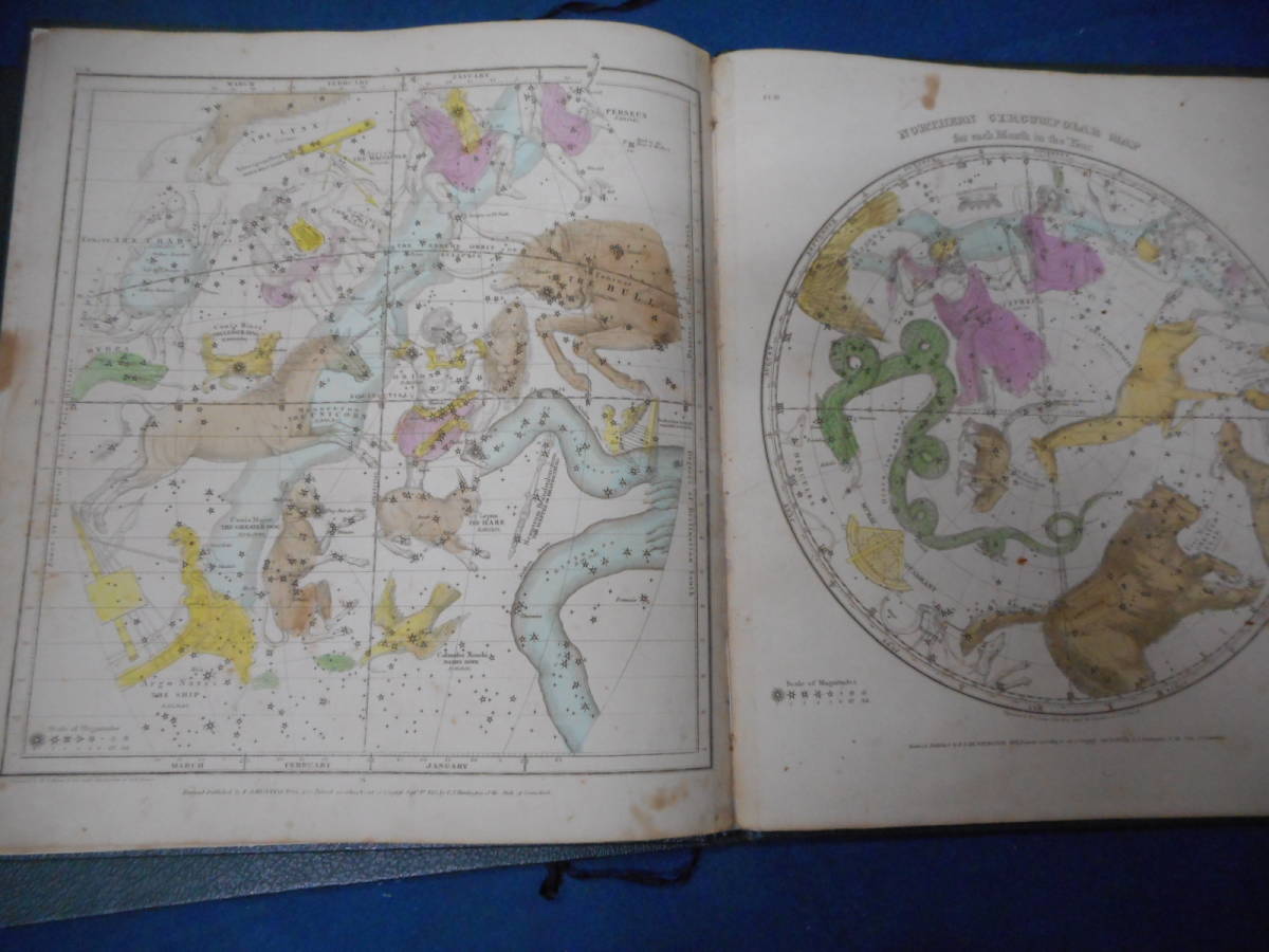 即決　1835年『バリット星図』アンティーク、天球図、天文、星座早見盤、星座図絵Star map, Planisphere, Celestial atlas