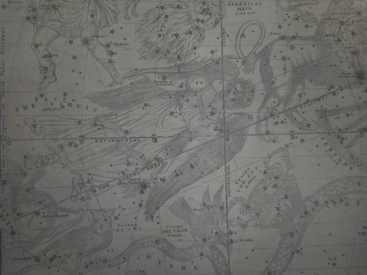 即決　アンティーク、天球図、天文、星座早見盤、星座図絵1850年『バリット星図』Star map, Planisphere,Celestial atlas_画像8
