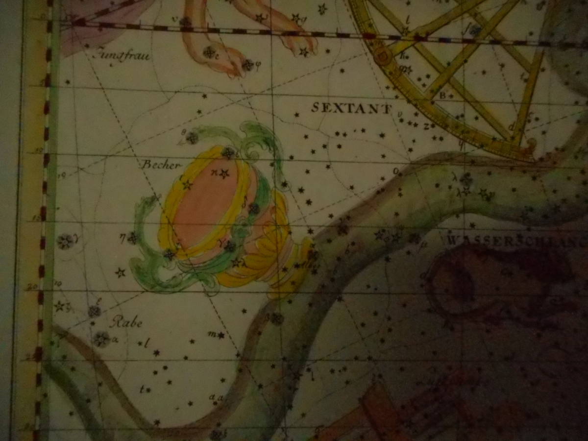 アンティーク、天球図、天文、星座早見盤、星座図絵1805年『ボーデの星図』海蛇座、コップ座、猫座Star map, Planisphere,Celestial atlas - 天文、宇宙 アンティーク、天球図、天文、星座早見盤、星座図絵1805年『ボーデの星図』海蛇座、コップ座、猫座Star map, Planisphere,Celestial atlas - 天文、宇宙