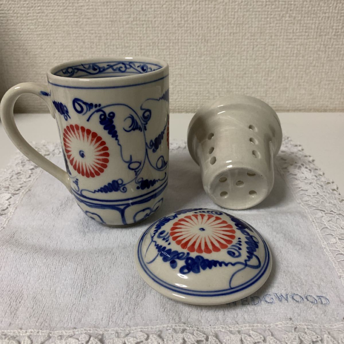 蓋、茶こし付き　マグカップ