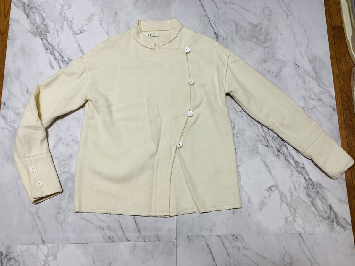 新中式チャイナ風ウールクリーム色デザインジャケットS美品