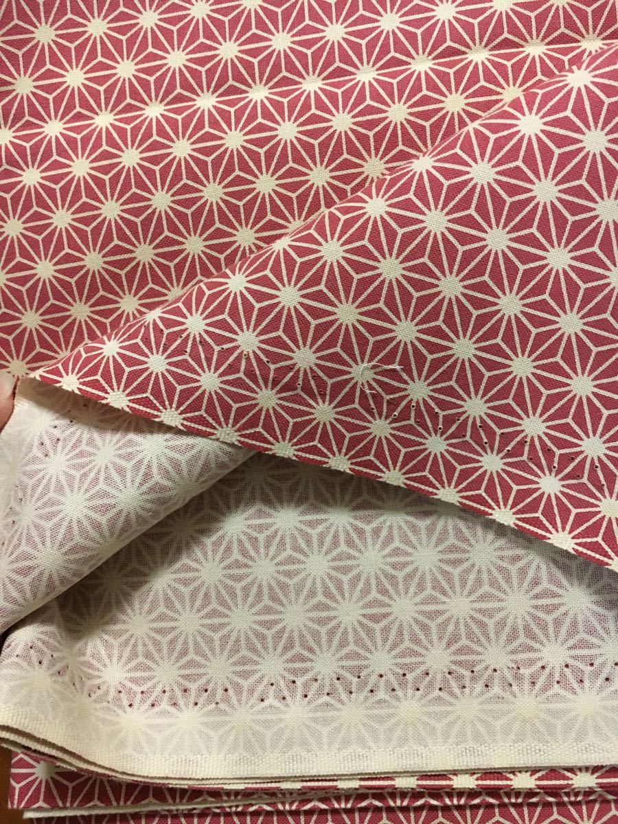 麻の葉　生地　和柄　布　110×50 ピンク　赤