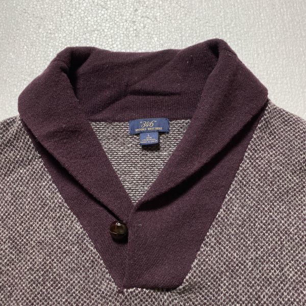 ブルックスブラザーズ 346 ショールカラー ウールニットセーター (L) 2トーン BROOKS BROTHERS_画像5