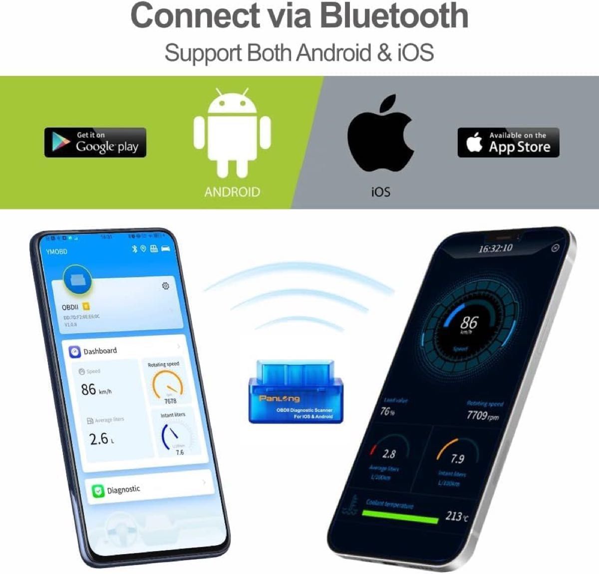 obd2 自動車故障診断機 BLUETOOTH スキャナー IOS/Androidに適用 診断用  二層チップ