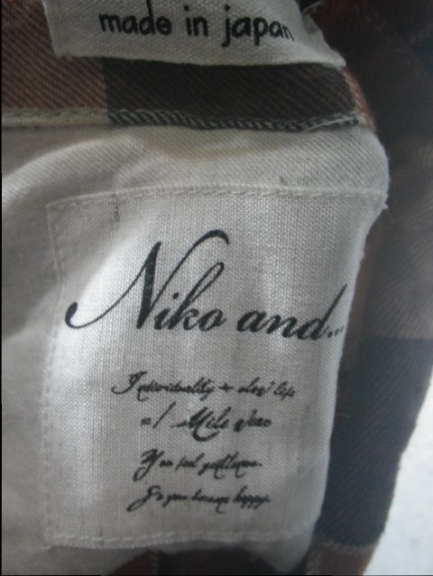 ｎ5967　Niko and ...　ニコアンド　日本製　5分袖　ブロックチェック　シャツ　腕まくりボタン付き　人気　送料格安_画像6