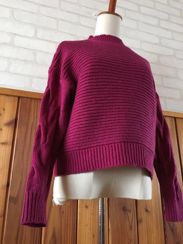 上品 KATHARINE ROSS キャサリンロス ウール混 ドルマン ニット セーター Mサイズ ワインレッド 赤紫 長袖 レディース knit sweater Q_画像3