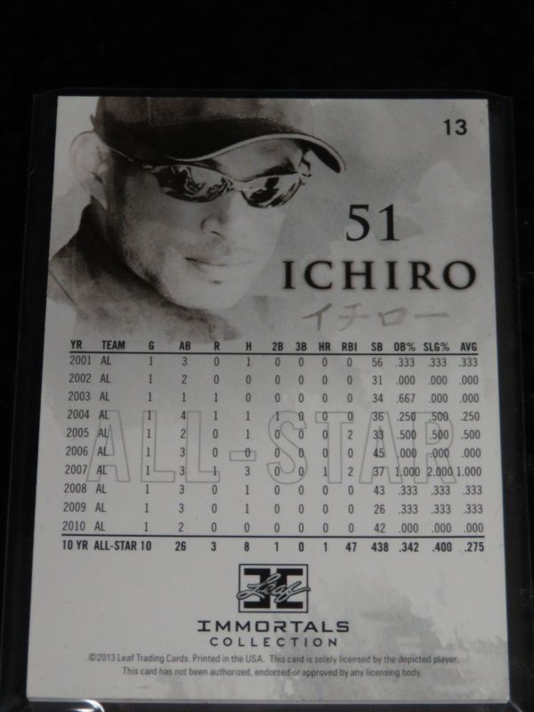 イチロー レギュラーカードパラレル /20 2013 Leaf Ichiro Immortals Collection #13 BASE Ichiro Suzuki MLB_画像2