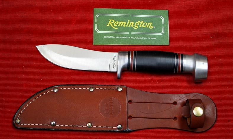 No.RH-50 REMINGTON Hunting Knife.レザーワッシャーハンドル・全長:22.5cm 革ケース付・Madse in Italyの画像2