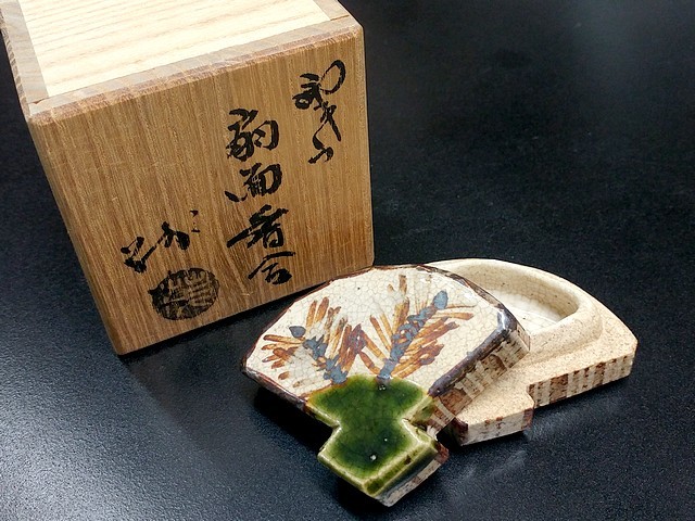3QV selling up! tax less * Yamaguchi .* fan paper incense case * Oribe * also box * tea utensils *. tool * article limit *1113-7