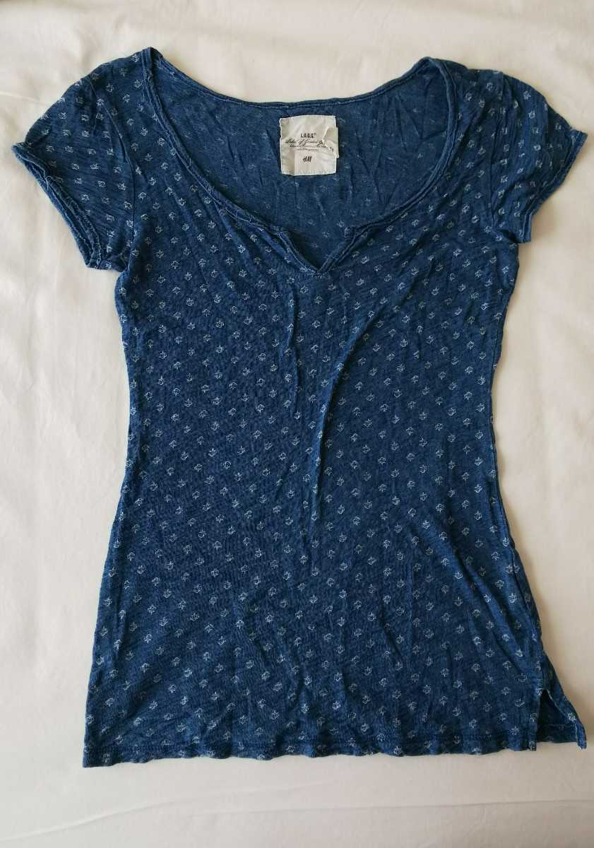 H&M 半袖 Tシャツ トップス エイチアンドエム S ブルー 青_画像1