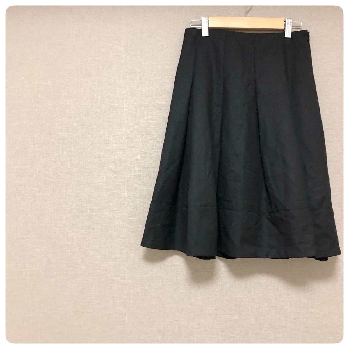 【INED】イネド、ウールスカート、フレアスカート、黒スカート