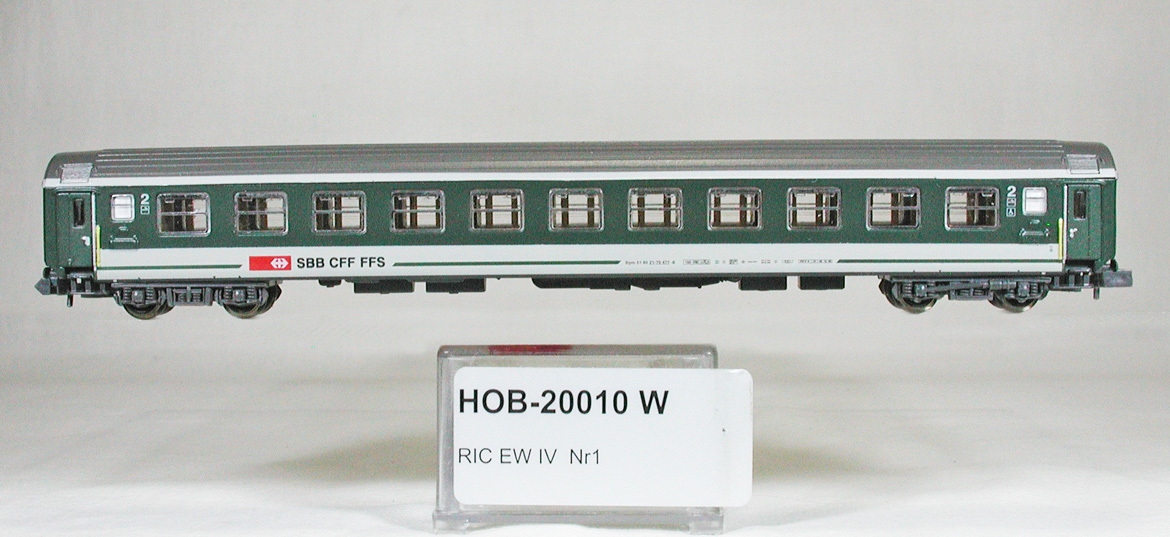 JSM／HOBBYTRAIN #20010W ＳＢＢ（スイス国鉄） ＵＩＣ-Ｚ2 Ｂｐｍ型ＲＩＣ 近代化改装解放室２等車 （グレー／グリーン） 新ロゴ