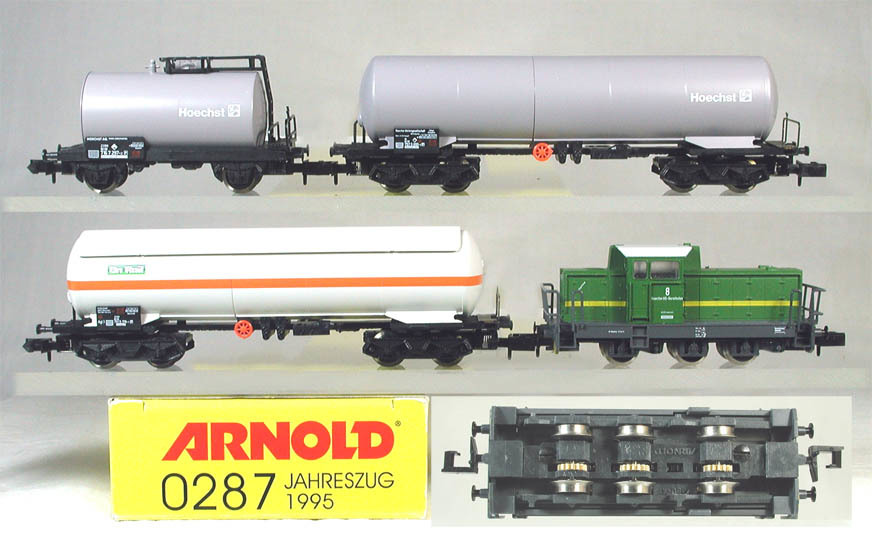 ARNOLD #0287 貨車列車　ヘキスト社（HOECHST）ＤＨＧ７００ｃ機関車＋タンク車３輌セット