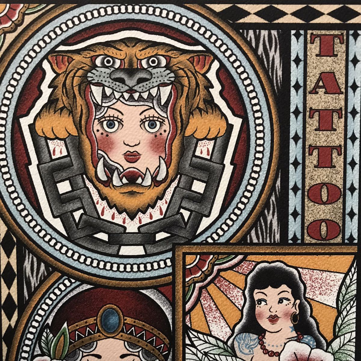 ピンナップガール タトゥー Tattoo イラスト インテリア オリジナル サイズ デザイン 刺青 黒フレーム 日本正規品 オリジナル ピンナップガール タトゥー Tattoo イラスト インテリア オリジナル サイズ デザイン 刺青 黒フレーム 日本正規品 オリジナル