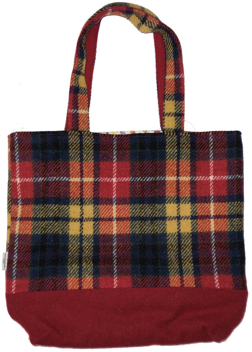  Tsumori Chisato & Harris tweed collaboration tote bag * cat & check * red /RE*A4 go in - 