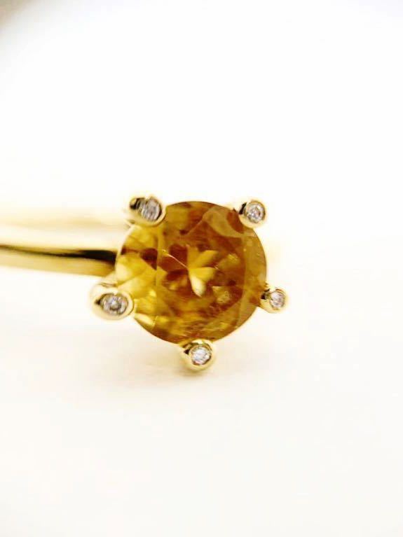 [ beautiful goods ] rare records out of production design Ponte Vecchio large grain citrine diamond ring 7 number stamp have 