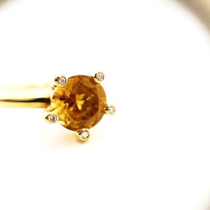 [ beautiful goods ] rare records out of production design Ponte Vecchio large grain citrine diamond ring 7 number stamp have 
