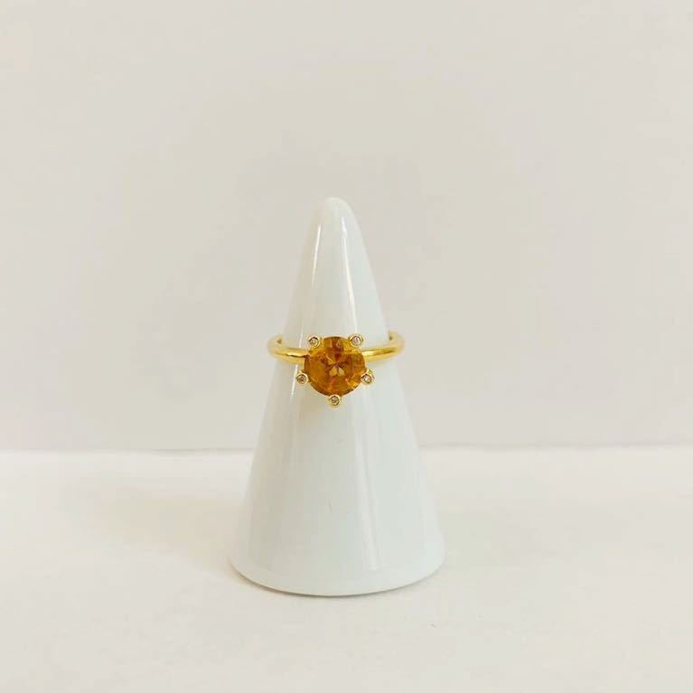 [ beautiful goods ] rare records out of production design Ponte Vecchio large grain citrine diamond ring 7 number stamp have 