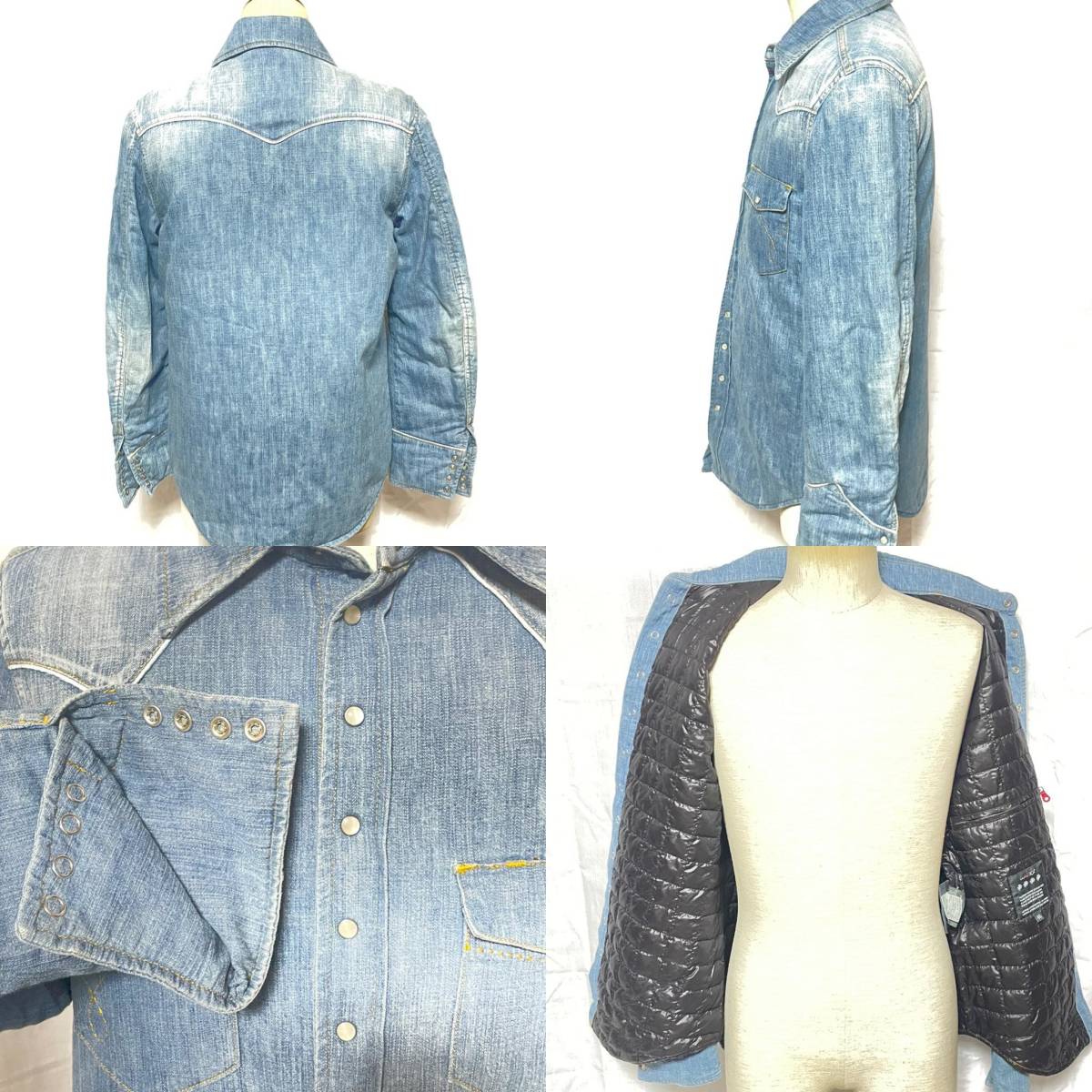 [ rare ]IZREEL×DUVETICAwoshu processing Denim we Stan shirt jacket liner down size 46 Duvetica iz reel regular goods 