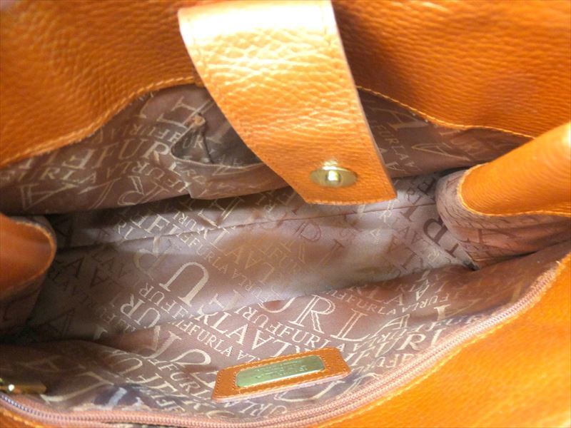 即決 正規品 フルラ ハンドバッグ トートバッグ 鞄 オレンジ レディース ゴールド金具 FURLA_画像4