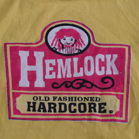 HEMLOCK Old Fashioned Hardcore Tシャツ M イエロー Wendy's ウェンディーズ パロディ イラスト キャラクター ロゴ バンド ロック_画像3