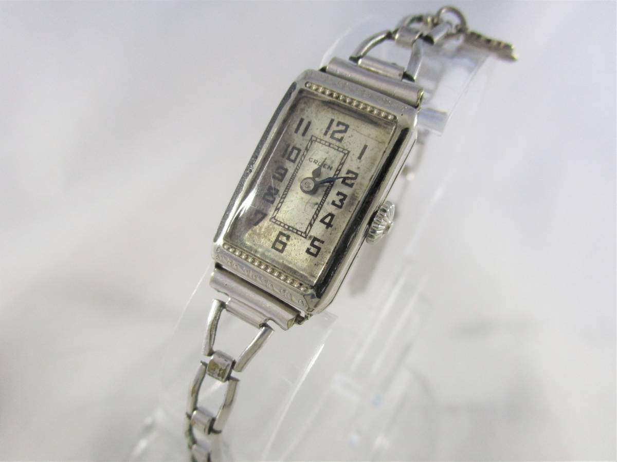1920年代 GRUEN グリュエン アンティーク ビンテージ 女性用 手巻き 腕時計 アートデコ装飾 アールヌーボー ブレスレット ブランド 骨董品_画像2