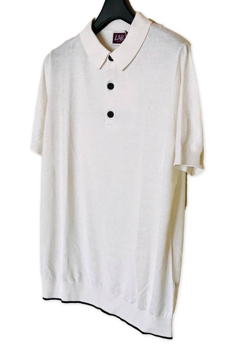 新品タグ付き LAB PAL ZIRELI パルジレリ メンズ 最高級 シルク ポロシャツ トップス イタリアンブランド 白 ホワイト スリム 48_画像2