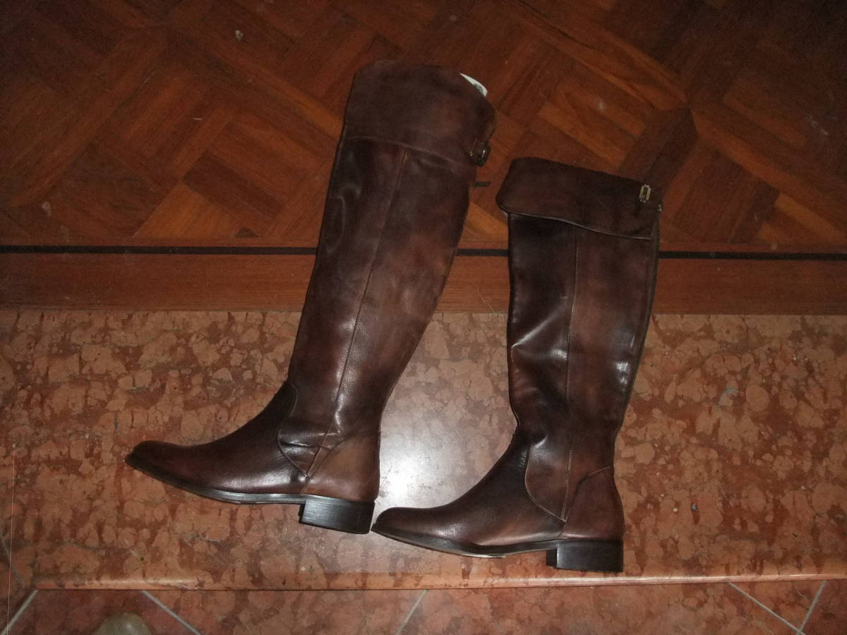  Италия производства CALZ.SAVIO натуральная кожа кожаные сапоги не использовался товар 