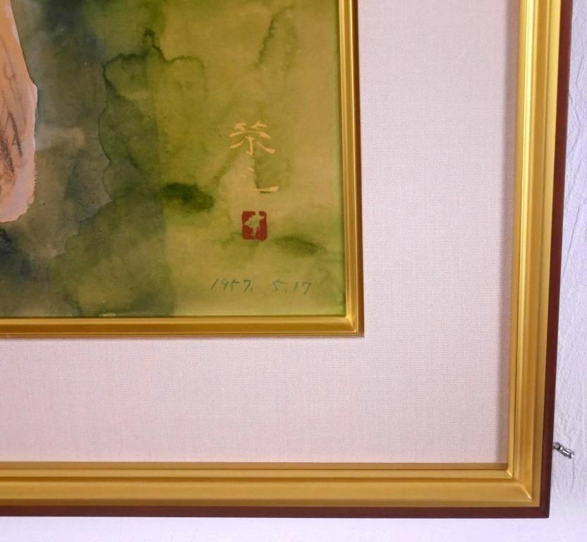 加藤栄三『ふくろうの仔』◆日本画6号 素描◆落款・共シール有◆日本画巨匠！日展理事！弟：加藤東一_画像3